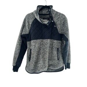 Women's Abercrombie & Fitch Blue Gray Fleece Quilted Snap Snap Pullover Size M
